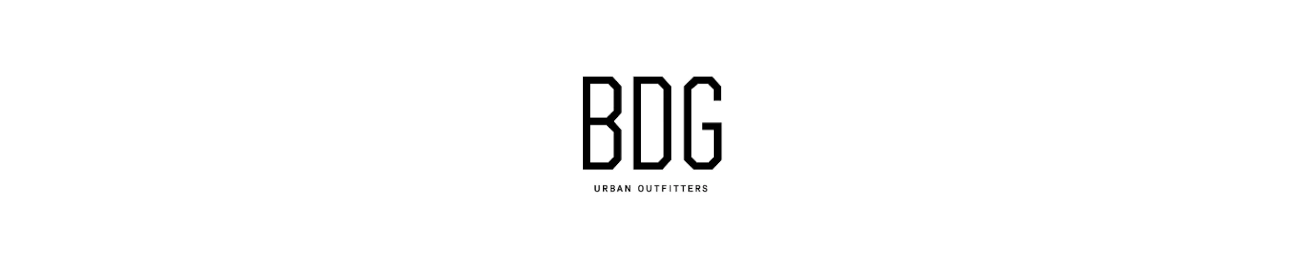 BDG Urban Outfitters -logo mustana tekstinä valkoisella taustalla.