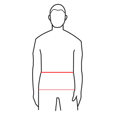 Illustration som visar mätpunkter för storleksguide.